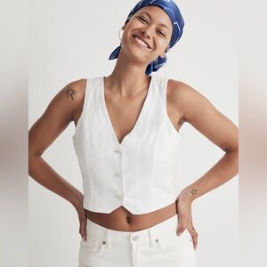 Madewell Katrina linen crop vest top, 6